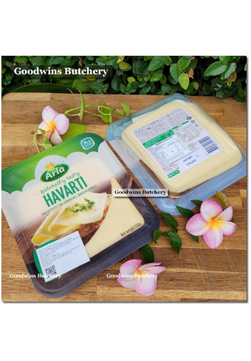 Cheese Arla Denmark Danish HAVARTI CHEESE SLICE chilled 140g 8pcs150g 5pcs 12x12cm